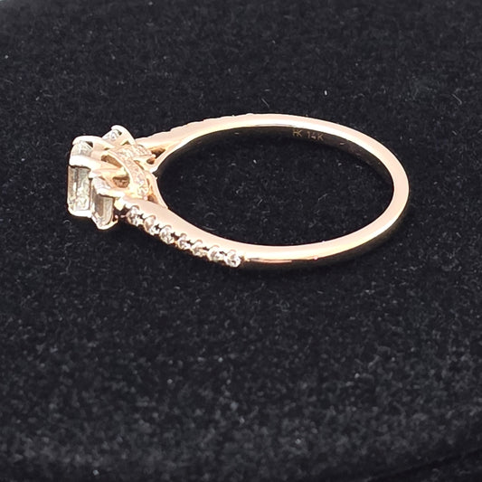 Rose Gold Three Emerald Ring