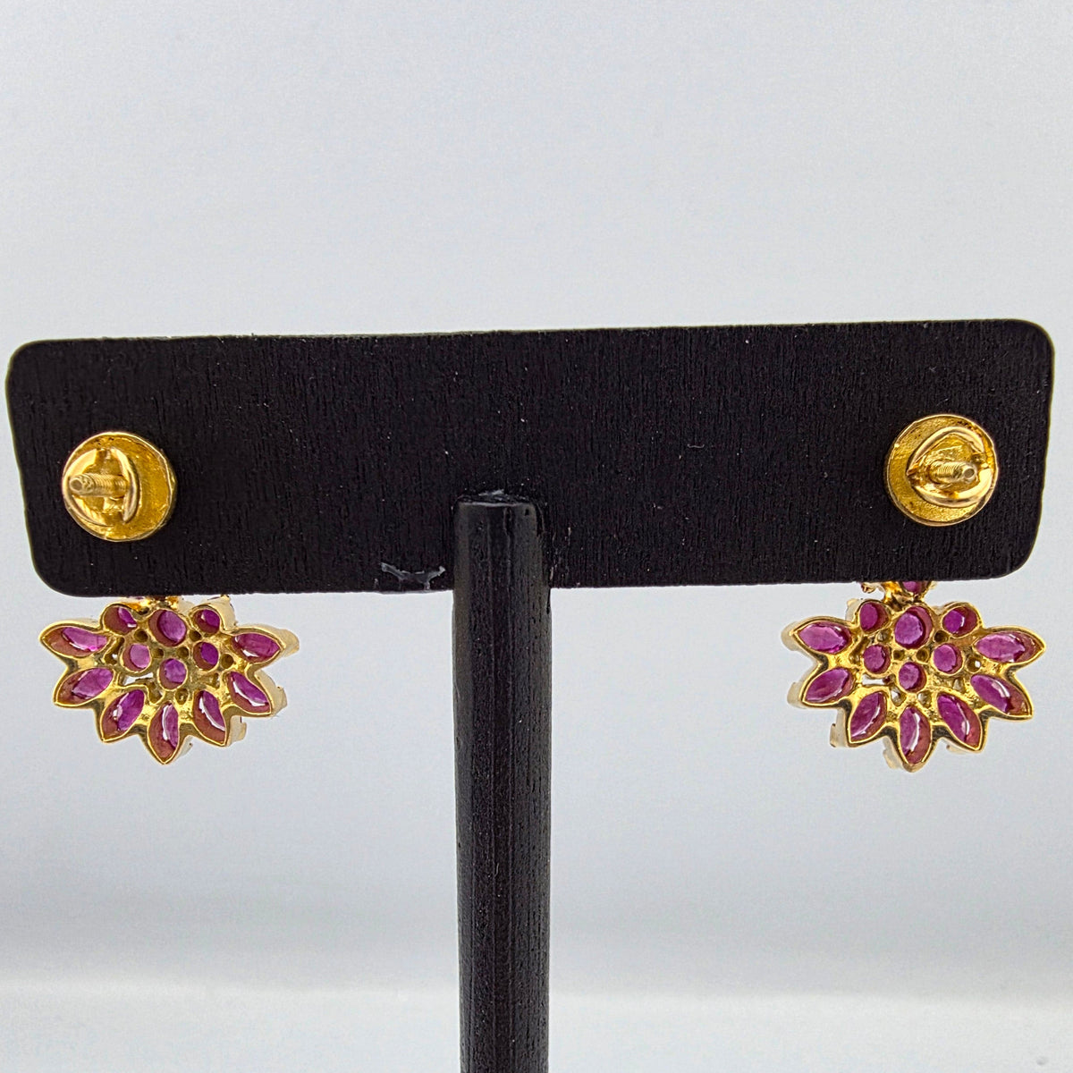 Yellow Gold Ruby Burst Earrings