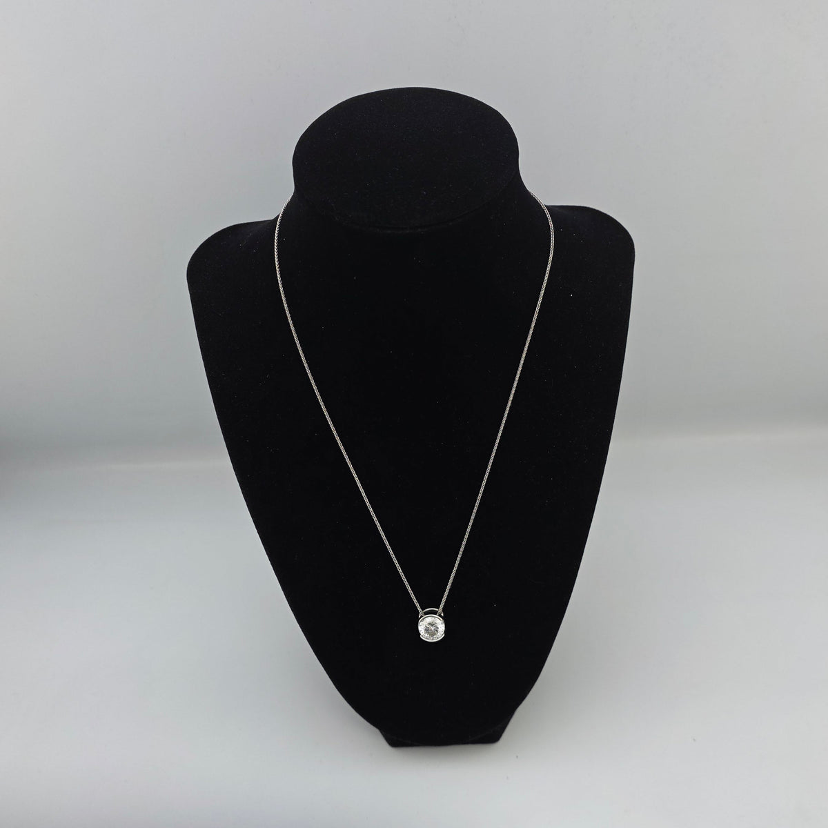White Gold Solitaire Pendant with Chain
