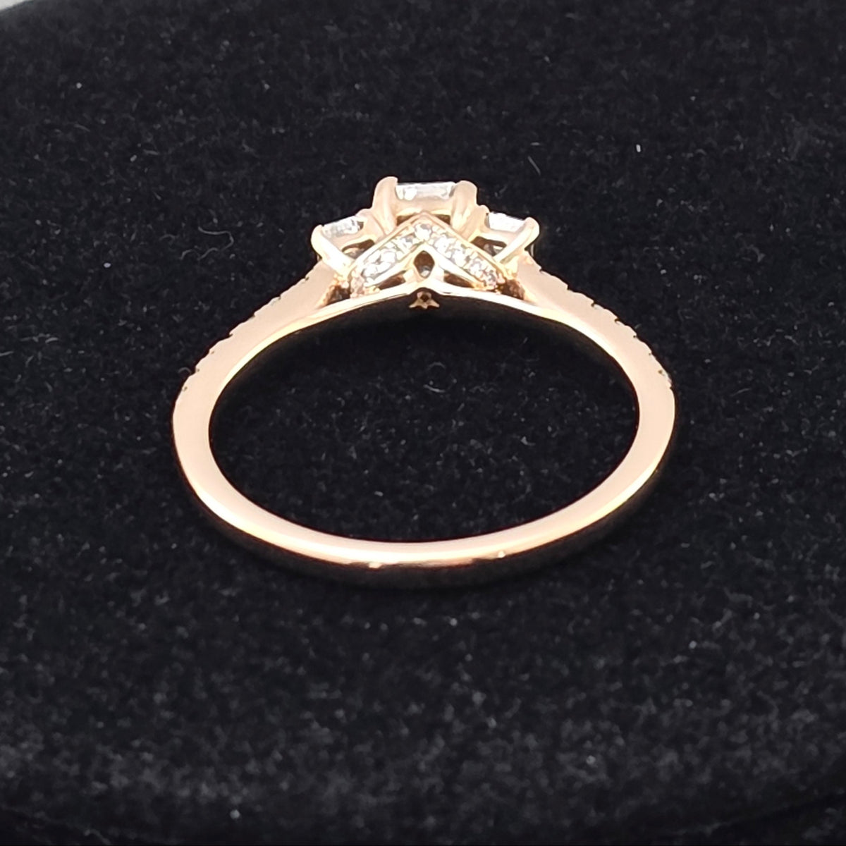 Rose Gold Three Emerald Ring