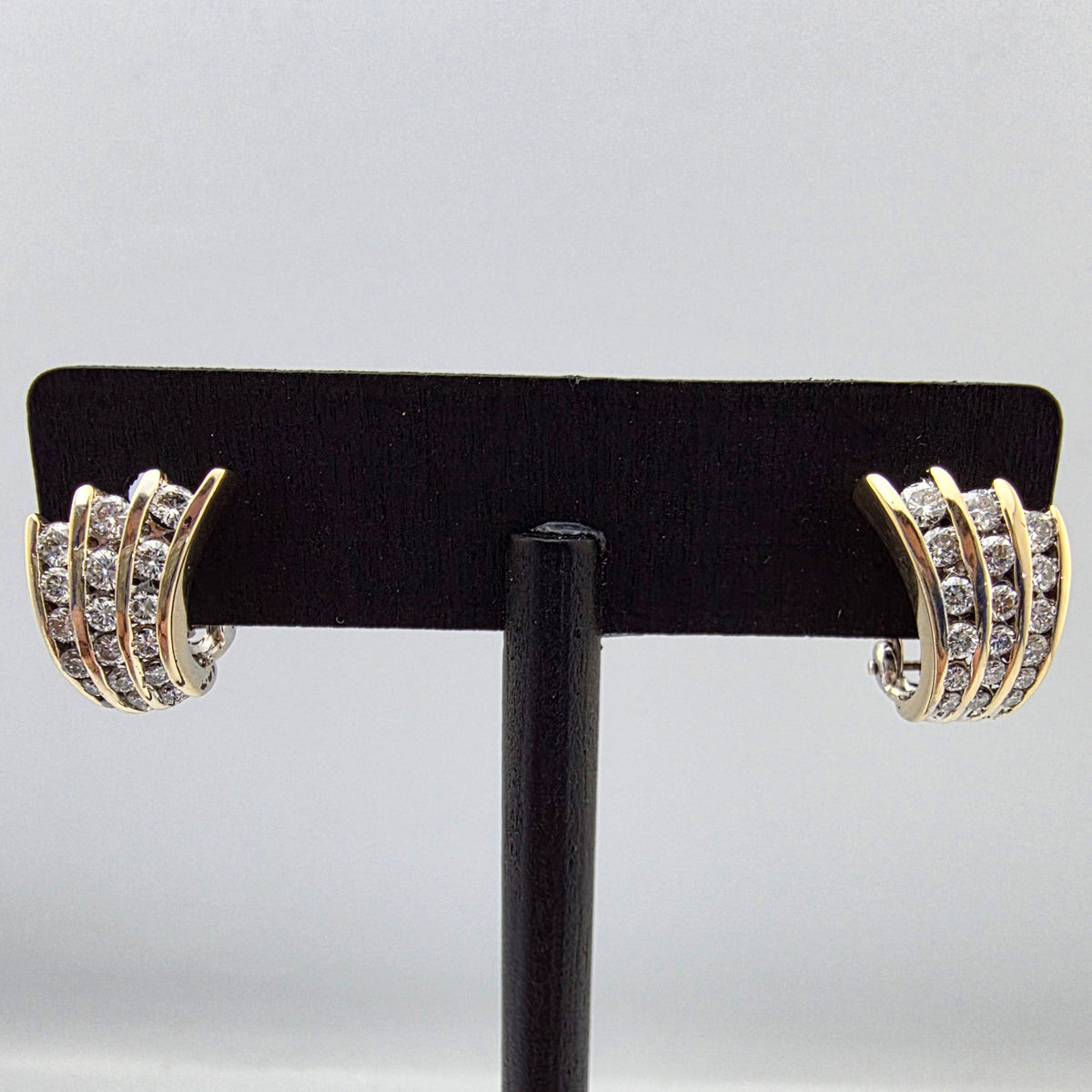 White Gold Three Channel Earring