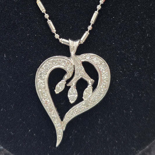 White Gold Diamond Heart Pendant and Chain