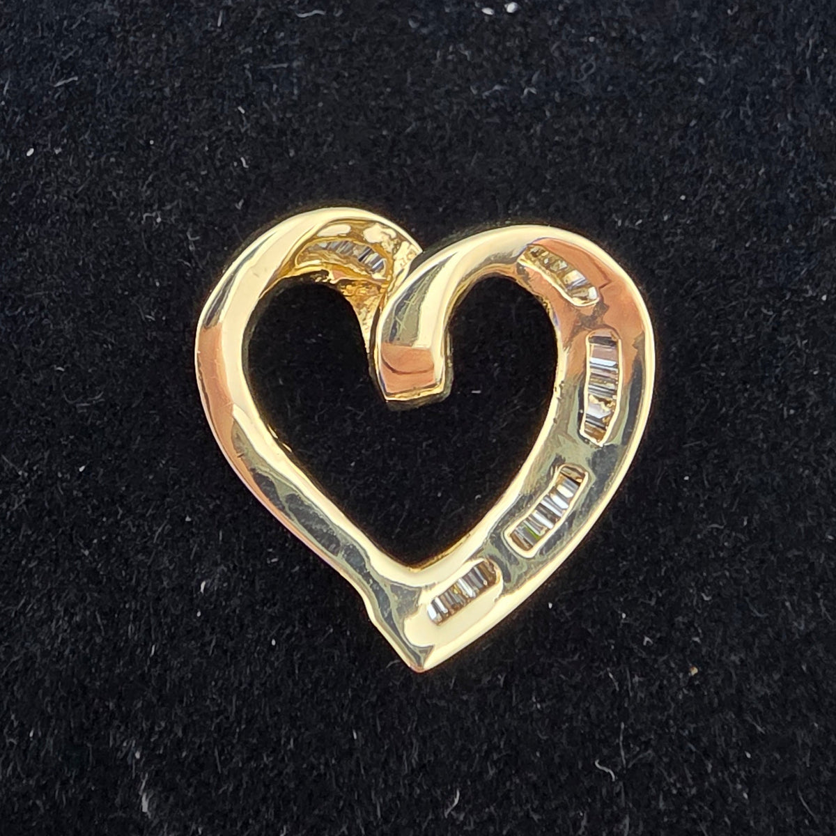 Yellow Gold Baguette Heart Pendant