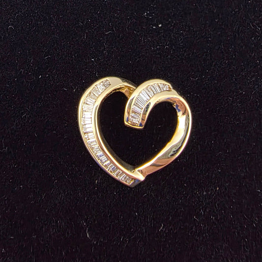 Yellow Gold Baguette Heart Pendant