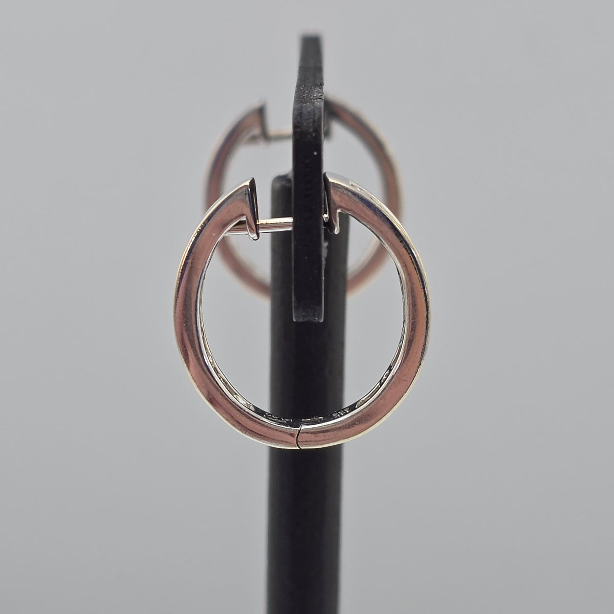 White Gold Channel Set Oval Hoop Earrings