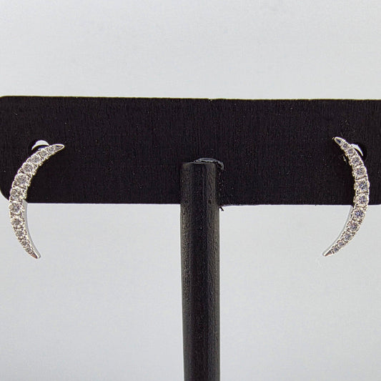 White Gold Diamond Crescent Earrings