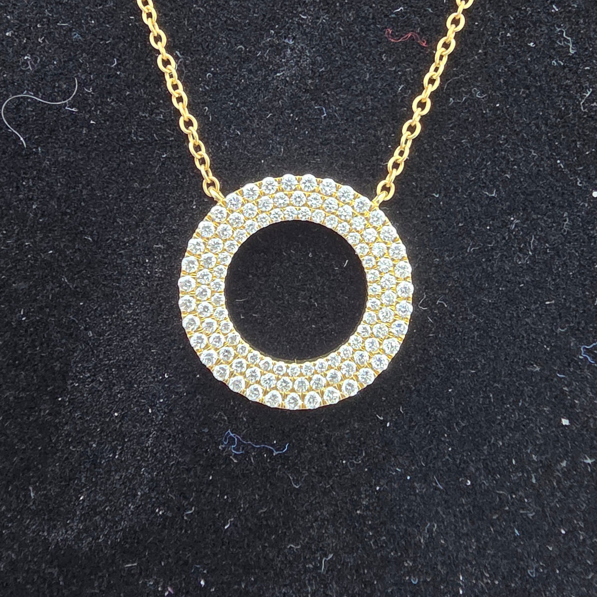 Yellow Gold Diamond Circle Pendant and Chain