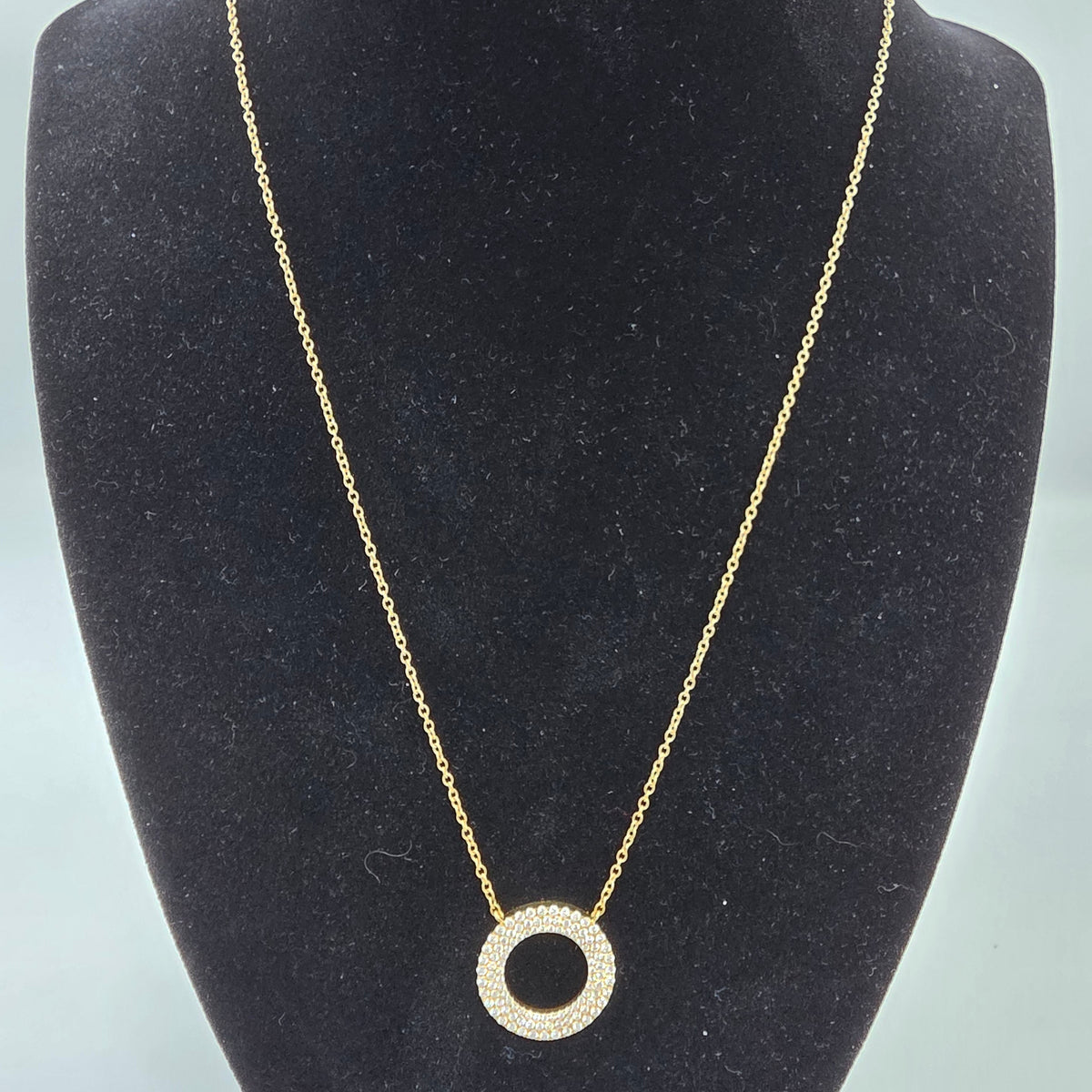 Yellow Gold Diamond Circle Pendant and Chain