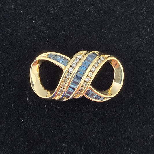 Yellow Gold Sapphire Diamond Infinity Pendant