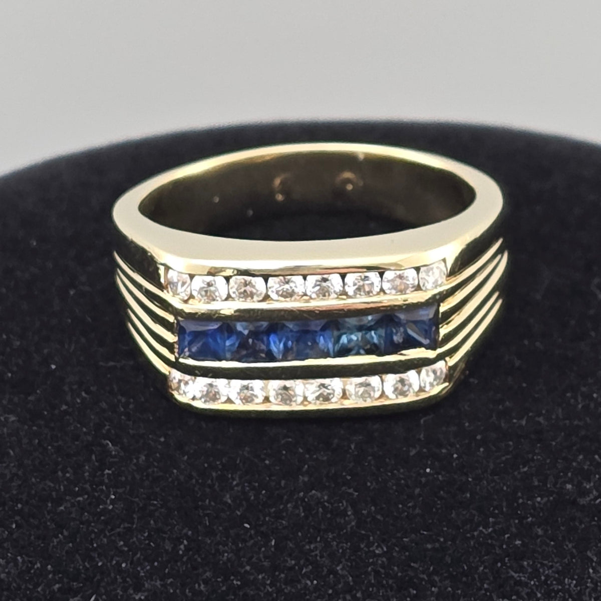Yellow Gold Sapphire and Diamond Ring