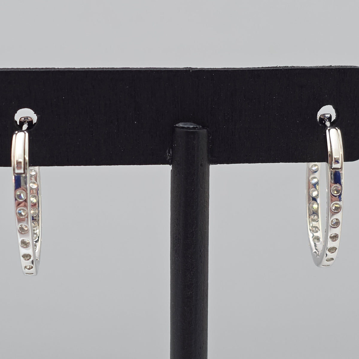 White Gold Oval Hoop Earrings