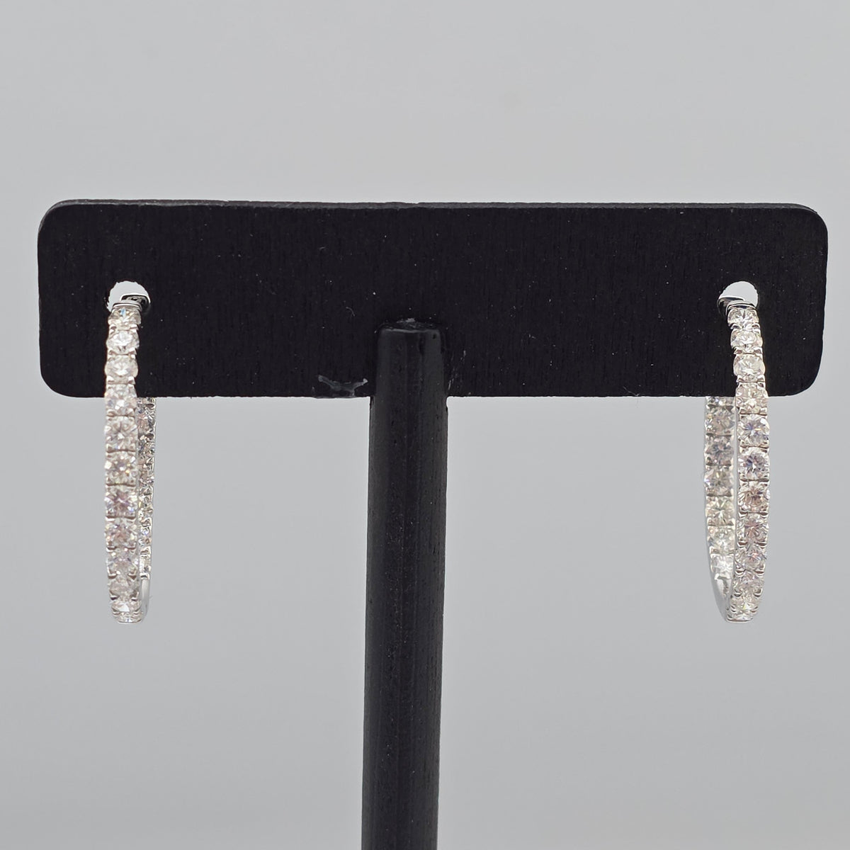 White Gold Oval Hoop Earrings