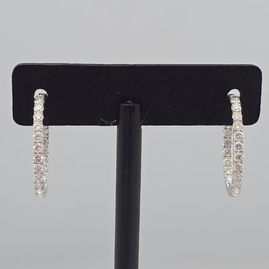 White Gold Oval Hoop Earrings