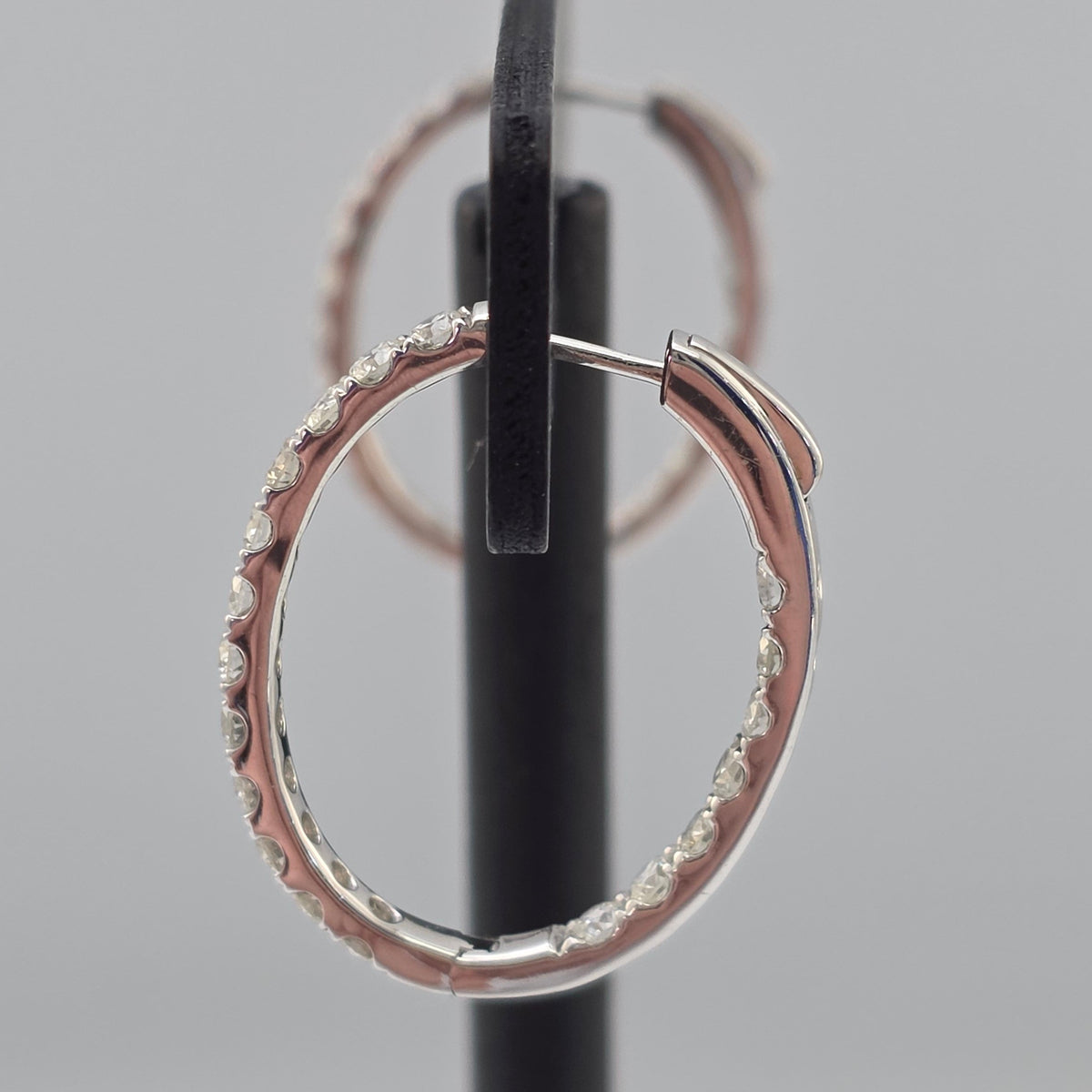 White Gold Oval Hoop Earrings