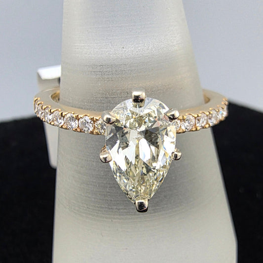 Yellow Gold Pear Diamond Ring