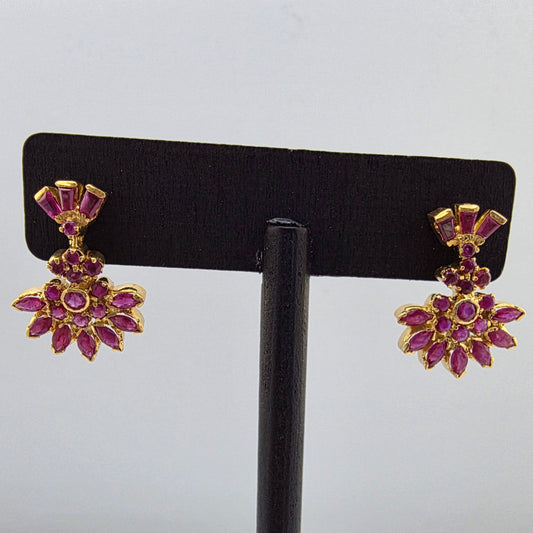 Yellow Gold Ruby Burst Earrings