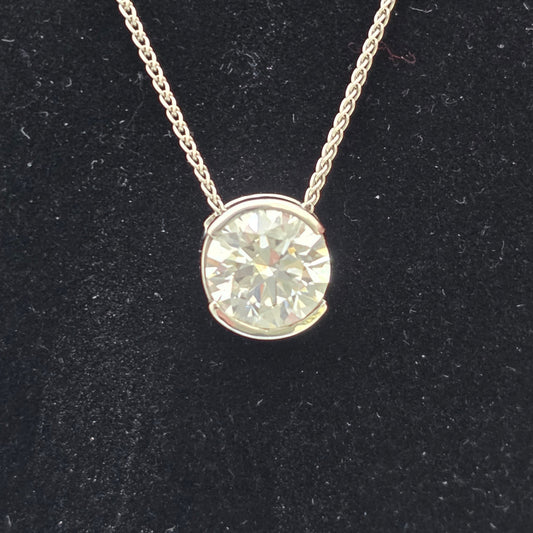 White Gold Solitaire Pendant with Chain