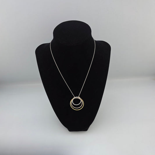 Tricolor Gold Circle Pendant and Chain