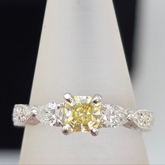 Platinum Yellow Diamond Ring