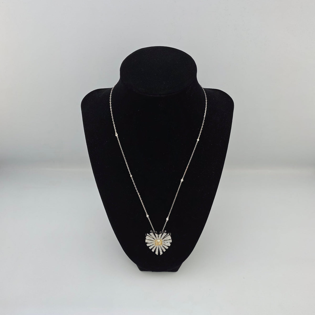 Yellow Diamond Heart Pendant and Chain