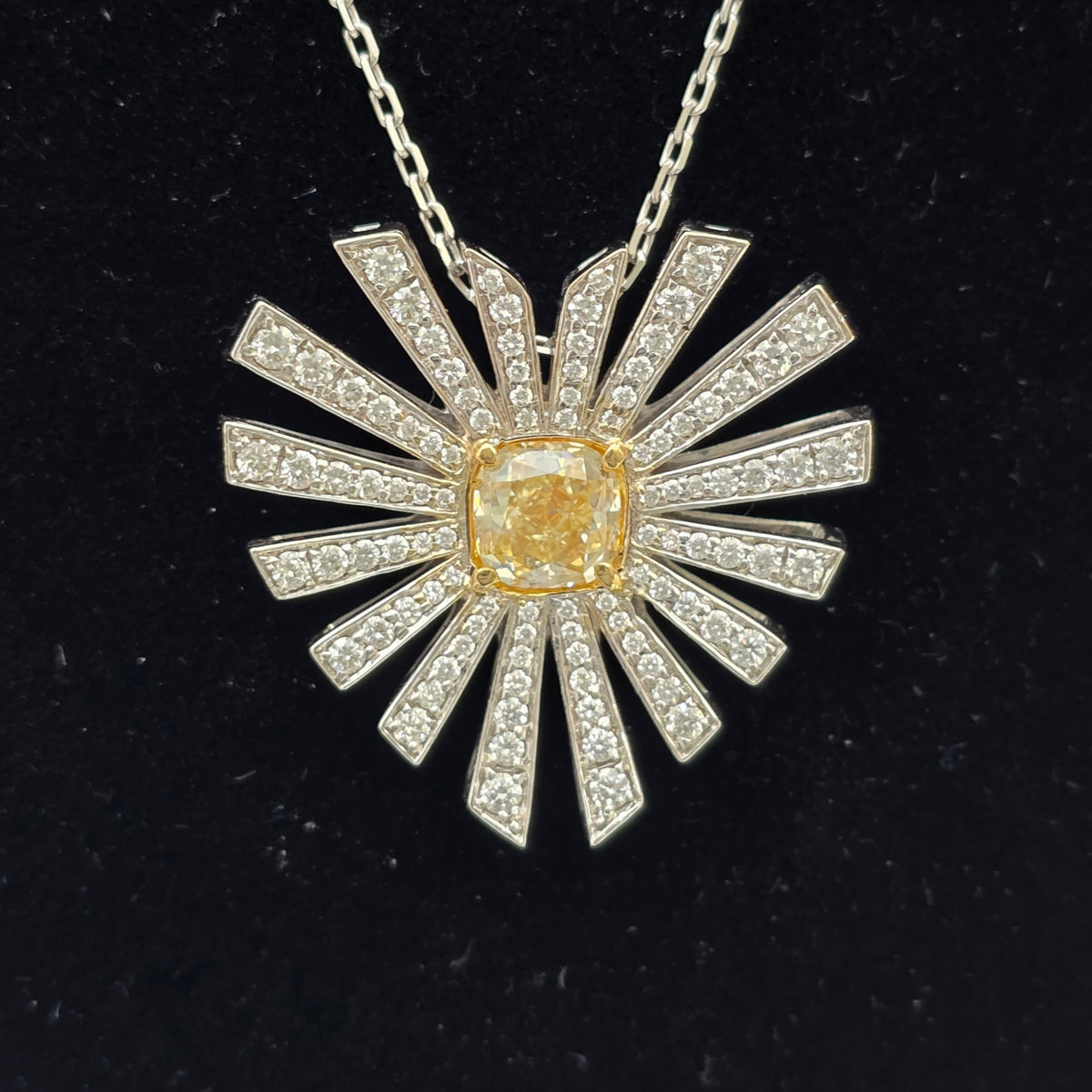 Yellow Diamond Heart Pendant and Chain