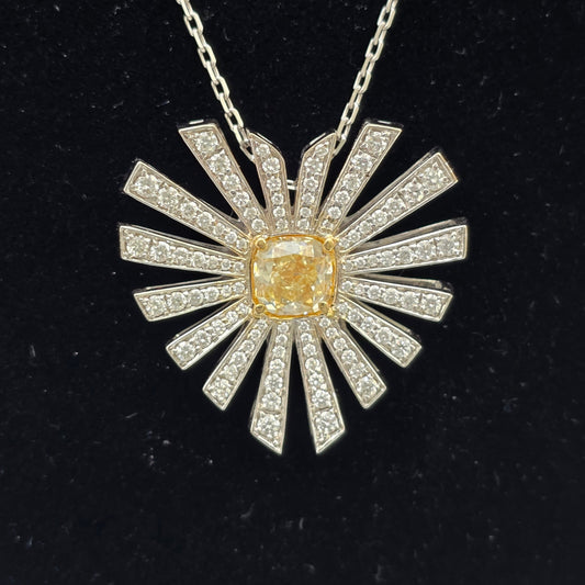 Yellow Diamond Heart Pendant and Chain